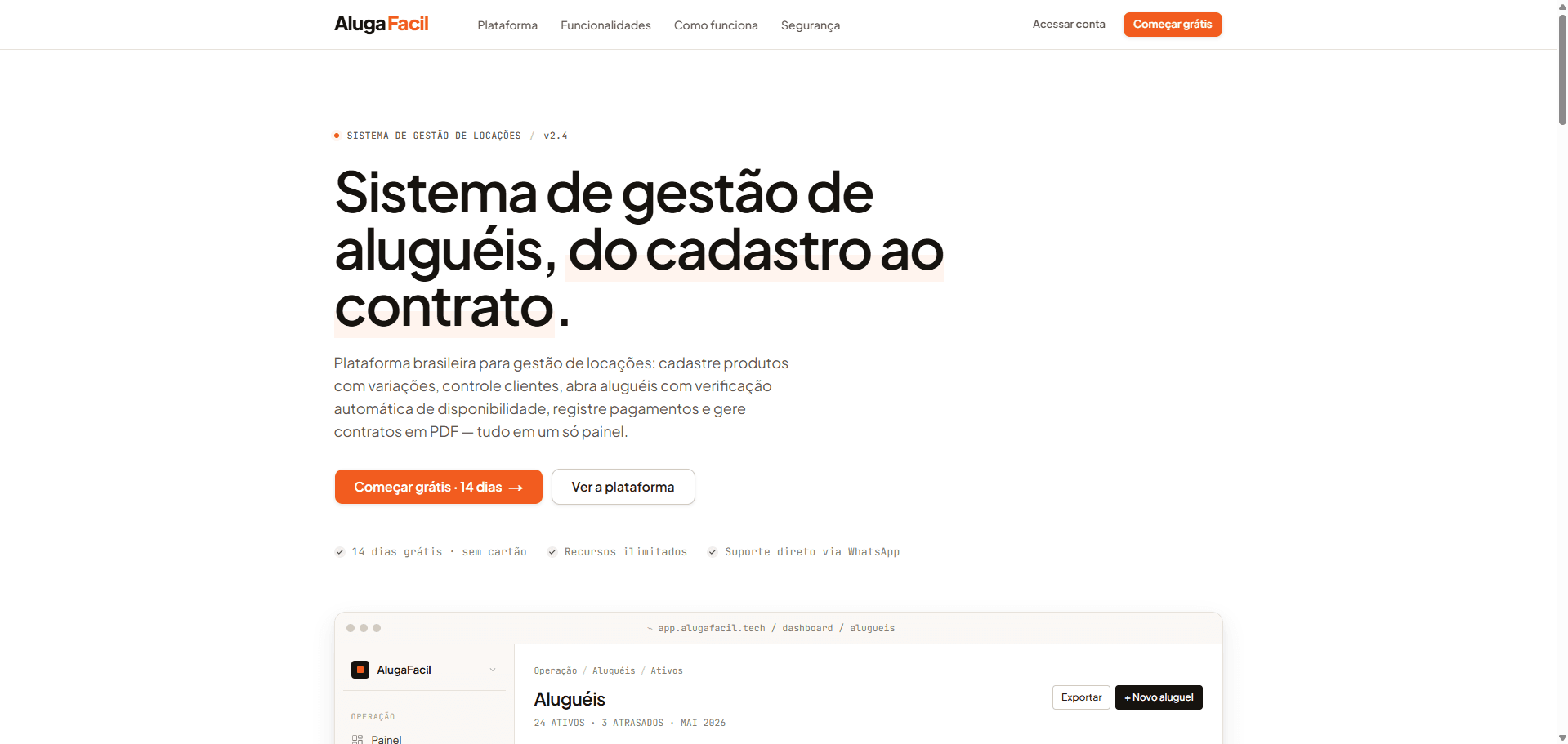 AlugaFácil — rental management platform